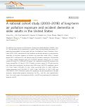 Cover page: A national cohort study (2000-2018) of long-term air pollution exposure and incident dementia in older adults in the United States.