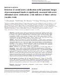 Cover page: Detection of carotid artery calcification on the panoramic images of post-menopausal females is significantly associated with severe abdominal aortic calcification: a risk indicator of future adverse vascular events