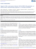 Cover page: Impact of the coronavirus disease 2019 (COVID-19) pandemic on antimicrobial stewardship programs in Colorado hospitals.