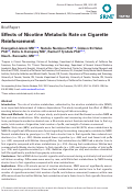 Cover page: Effects of Nicotine Metabolic Rate on Cigarette Reinforcement