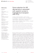 Cover page: Donor selection for KIR alloreactivity is associated with superior survival in haploidentical transplant with PTCy