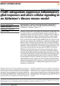 Cover page: C5aR1 antagonism suppresses inflammatory glial responses and alters cellular signaling in an Alzheimer’s disease mouse model