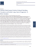 Cover page: CHRNA5 Risk Variant Predicts Delayed Smoking Cessation and Earlier Lung Cancer Diagnosis—A Meta-Analysis