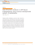 Cover page: Loss-of-function mutations in UDP-Glucose 6-Dehydrogenase cause recessive developmental epileptic encephalopathy