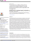 Cover page: Transcriptomic profiling of blood from autoimmune hepatitis patients reveals potential mechanisms with implications for management