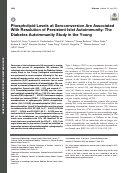 Cover page: Phospholipid Levels at Seroconversion Are Associated With Resolution of Persistent Islet Autoimmunity: The Diabetes Autoimmunity Study in the Young.