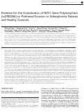 Cover page: Evidence for the Contribution of NOS1 Gene Polymorphism (rs3782206) to Prefrontal Function in Schizophrenia Patients and Healthy Controls