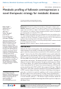 Cover page: Metabolic profiling of follistatin overexpression: a novel therapeutic strategy for metabolic diseases