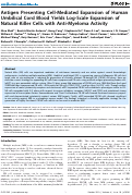 Cover page: Antigen Presenting Cell-Mediated Expansion of Human Umbilical Cord Blood Yields Log-Scale Expansion of Natural Killer Cells with Anti-Myeloma Activity