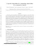 Cover page: A greedy algorithm for computing eigenvalues of a symmetric matrix