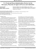 Cover page: U.S. Food and Drug Administration: Review for the Emergency Physician of Approval Process and Limitations