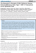 Cover page: The Neonatal Fc Receptor (FcRn) Enhances Human Immunodeficiency Virus Type 1 (HIV-1) Transcytosis across Epithelial Cells