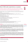 Cover page: Risk of COVID-19 after natural infection or vaccination