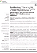 Cover page: Basal Forebrain Volume, but Not Hippocampal Volume, Is a Predictor of Global Cognitive Decline in Patients With Alzheimer's Disease Treated With Cholinesterase Inhibitors