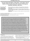 Cover page: Journal Club in Residency Education: An Evidence-based Guide to Best Practices from the Council of Emergency Medicine Residency Directors