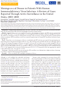 Cover page: Meningococcal Disease in Patients With Human Immunodeficiency Virus Infection: A Review of Cases Reported Through Active Surveillance in the United States, 2000–2008