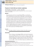 Cover page: Progress in central nervous system lymphomas