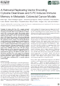 Cover page: A Retroviral Replicating Vector Encoding Cytosine Deaminase and 5-FC Induces Immune Memory in Metastatic Colorectal Cancer Models