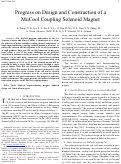 Cover page: Progress on Design and Construction of a MuCool Coupling Solenoid Magnet