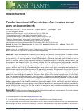 Cover page: Parallel functional differentiation of an invasive annual plant on two continents