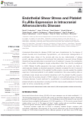 Cover page: Endothelial Shear Stress and Platelet FcγRIIa Expression in Intracranial Atherosclerotic Disease