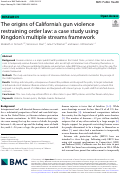 Cover page: The origins of California's gun violence restraining order law: a case study using Kingdon's multiple streams framework.