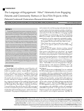 Cover page: The Language of Engagement: "Aha!" Moments from Engaging Patients and Community Partners in Two Pilot Projects of the Patient-Centered Outcomes Research Institute.