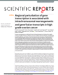 Cover page: Regional perturbation of gene transcription is associated with intrachromosomal rearrangements and gene fusion transcripts in high grade ovarian cancer