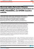 Cover page: Neuronal alpha-Synuclein Disease integrated staging system performance in PPMI, PASADENA, and SPARK baseline cohorts.