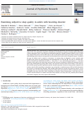 Cover page: Examining subjective sleep quality in adults with hoarding disorder