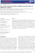 Cover page: Low neural exosomal levels of cellular survival factors in Alzheimer's disease