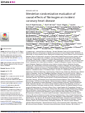 Cover page: Mendelian randomization evaluation of causal effects of fibrinogen on incident coronary heart disease