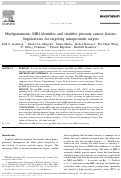 Cover page: Multiparametric MRI identifies and stratifies prostate cancer lesions: Implications for targeting intraprostatic targets