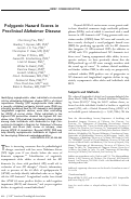 Cover page: Polygenic hazard scores in preclinical Alzheimer disease.