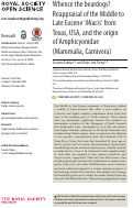 Cover page: Whence the beardogs? Reappraisal of the Middle to Late Eocene ‘Miacis’ from Texas, USA, and the origin of Amphicyonidae (Mammalia, Carnivora)