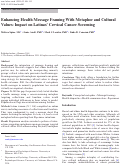 Cover page: Enhancing Health Message Framing With Metaphor and Cultural Values: Impact on Latinas’ Cervical Cancer Screening