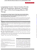 Cover page: Longitudinal Genetic Characterization Reveals That Cell Proliferation Maintains a Persistent HIV Type 1 DNA Pool During Effective HIV Therapy