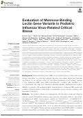 Cover page: Evaluation of Mannose Binding Lectin Gene Variants in Pediatric Influenza Virus-Related Critical Illness