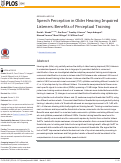 Cover page: Speech Perception in Older Hearing Impaired Listeners: Benefits of Perceptual Training