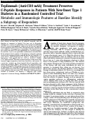 Cover page: Teplizumab (Anti-CD3 mAb) Treatment Preserves C-Peptide Responses in Patients With New-Onset Type 1 Diabetes in a Randomized Controlled Trial Metabolic and Immunologic Features at Baseline Identify a Subgroup of Responders