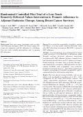 Cover page: Randomized Controlled Pilot Trial of a Low-Touch Remotely-Delivered Values Intervention to Promote Adherence to Adjuvant Endocrine Therapy Among Breast Cancer Survivors