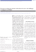 Cover page: Precision oncology for patients with advanced cancer: the challenges of malignant snowflakes