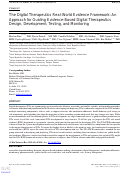 Cover page: The Digital Therapeutics Real World Evidence Framework: An approach for guiding evidence-based DTx design, development, testing, and monitoring (Preprint)