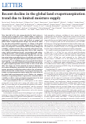 Cover page: Recent decline in the global land evapotranspiration trend due to limited moisture supply