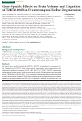 Cover page: Gene-Specific Effects on Brain Volume and Cognition of TMEM106B in Frontotemporal Lobar Degeneration.