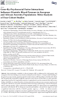 Cover page: Gene-by-Psychosocial Factor Interactions Influence Diastolic Blood Pressure in European and African Ancestry Populations: Meta-Analysis of Four Cohort Studies