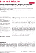 Cover page: Altered resting perfusion and functional connectivity of default mode network in youth with autism spectrum disorder