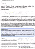 Cover page: Posterior Parietal Cortex Dysfunction Is Central to Working Memory Storage and Broad Cognitive Deficits in Schizophrenia