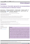 Cover page: The Alzheimer's Association appropriate use recommendations for blood biomarkers in Alzheimer's disease