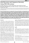 Cover page: Viral Discovery and Sequence Recovery Using DNA Microarrays